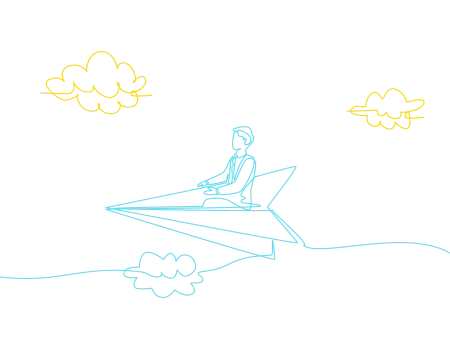 person-navigating-on-paper-airplane